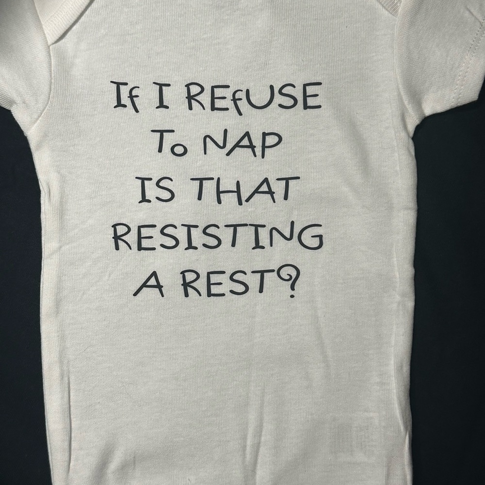 White Baby Onesie with Fun Text